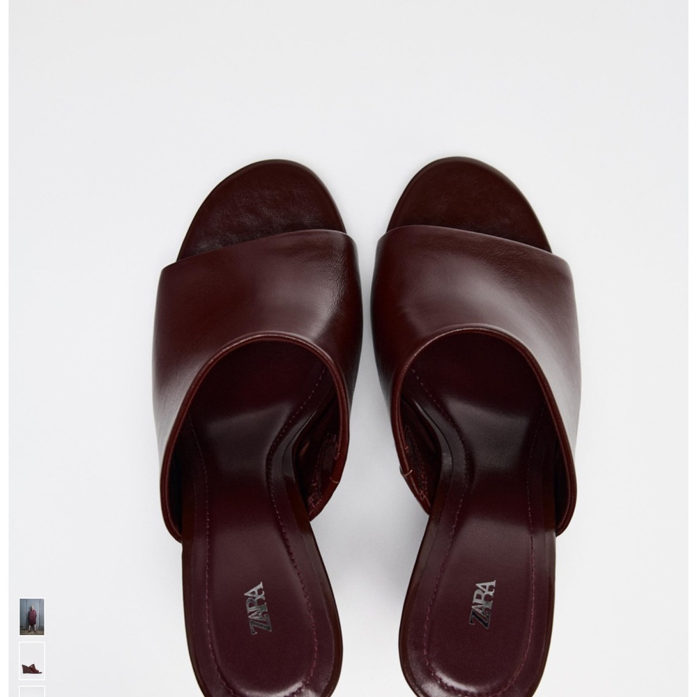 Zara Women's Burgundy Wedge Sandals - Picture 5 of 8